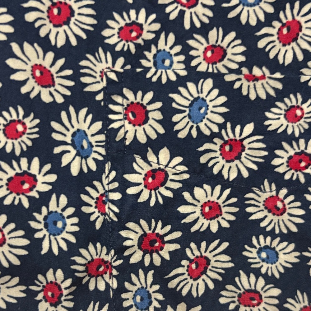 ππ§J. Crew 100% Cotton Floral Secret Wash Shirting Button Down Navy Shirt - Picture 5 of 7